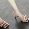 French niche fashion stiletto sandals fairy shoes bow versatile with skirt high heels 2025 summer new