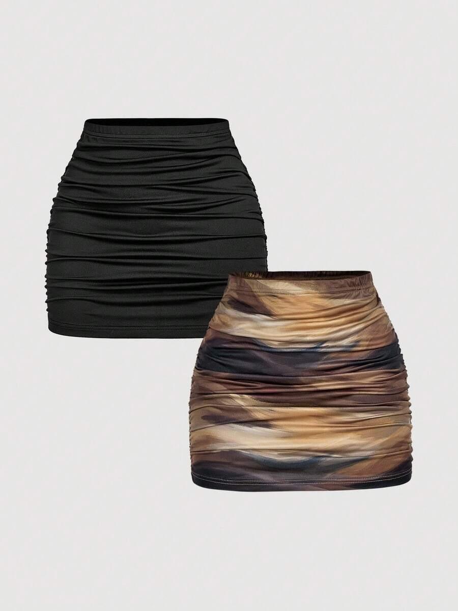 

High-Waisted Ruched Slimming Mini Skirt Small