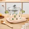 1.6L High Borosilicate Glass Pot, Clear Vertical Striped Cooking Pot, Double Handle Stovetop Pot for Soup Noodle Stew, Microwave & Cooker Safe