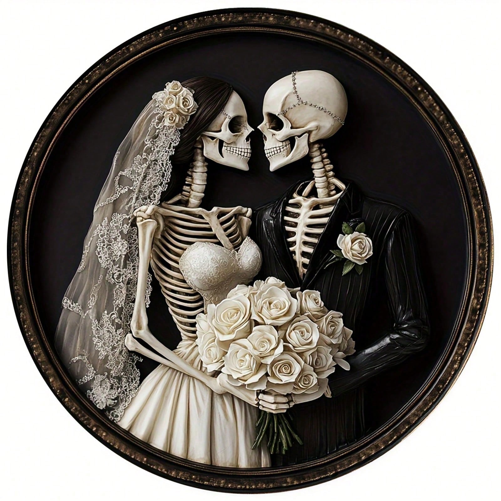 pc Until Death Do Us Part Round Metal Sign Decor for HomeShopBathroom Wall Halloween Fall Seasonal Decor 20x20cm(8x8inch)