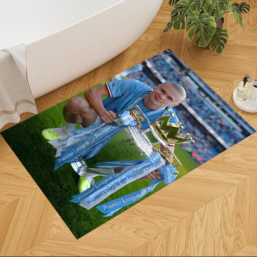 Erling Haaland Football Action Anti-slip Rug Compact Foldable Construction Water-resistant & Washable Office & Lounge Rug Retro American Style