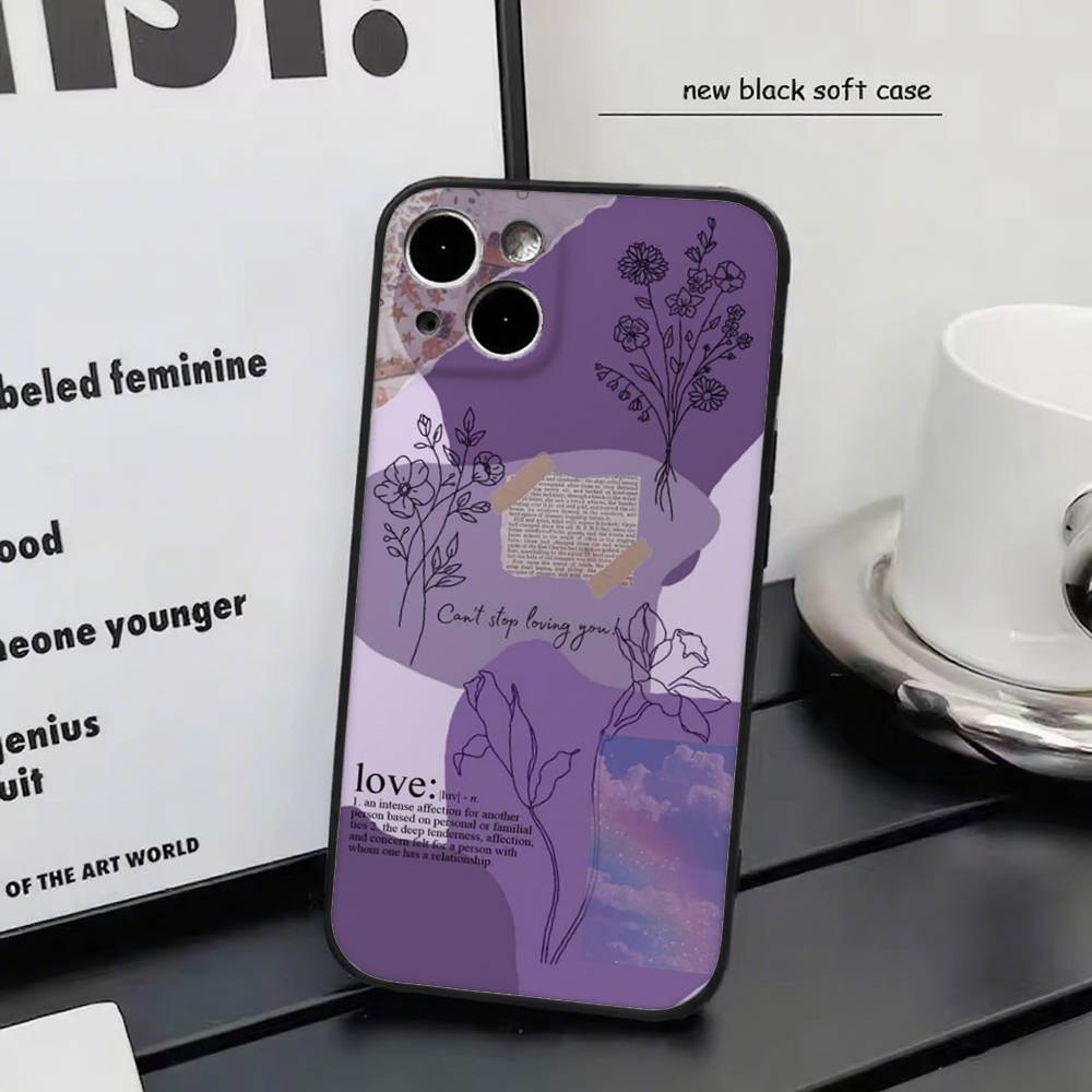 

Purple lavender floral flower for iPhone 15 16 14 Plus 13 12 11 17 Pro Max 17 Air Black Soft Phone Cover iphone 12 Pro Max