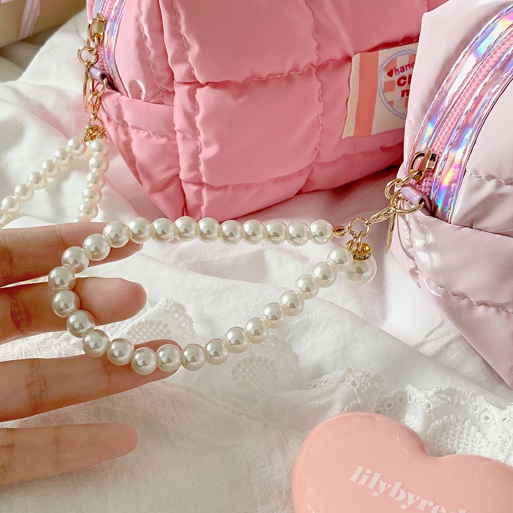 Travel Toiletry Bag Cotton Pearl Handle Cosmetic Bag Makeup Storage Bag Soft For Suitcase Travel Purse