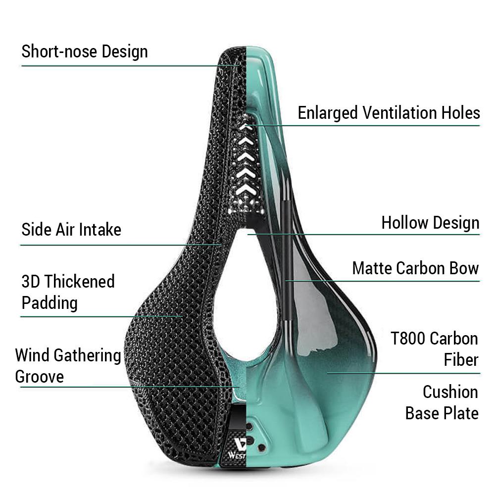 Carbon Fiber 3D Printed Bicycle Saddle Breathable Bike Saddle Ultralight Road Bike Seat