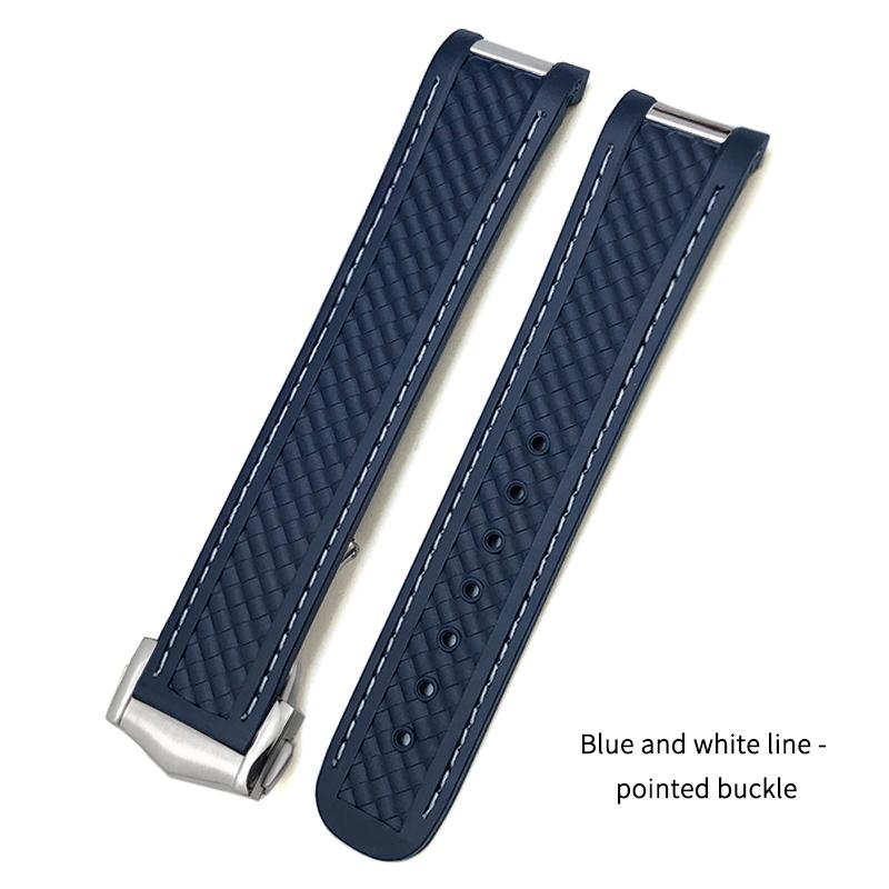 New Curved End Soft Watchband for Omega Aqua Terra 150 18mm 19mm 20mm Black Green Yellow Colorful Rubber Silicone Watch Strap