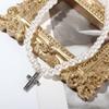 Pearl Retro Cross Pendant Sweet Fashion Necklace Men Necklace Clavicle Choker Korean Style Necklace