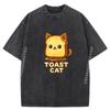 Toast Cat Cute Bread Funny Meme Mens Designer Clothes Graphic Shirts Mens Loose Washed T-shirt Mens Clothing