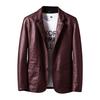 Men's Leather Suit Collar Casual Leather Jacket