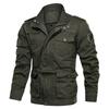 Medium and Long Cotton Casual Large Size Jacket Men's Autumn and Winter Multi-pocket Tooling Stand-up Collar Loose Coat