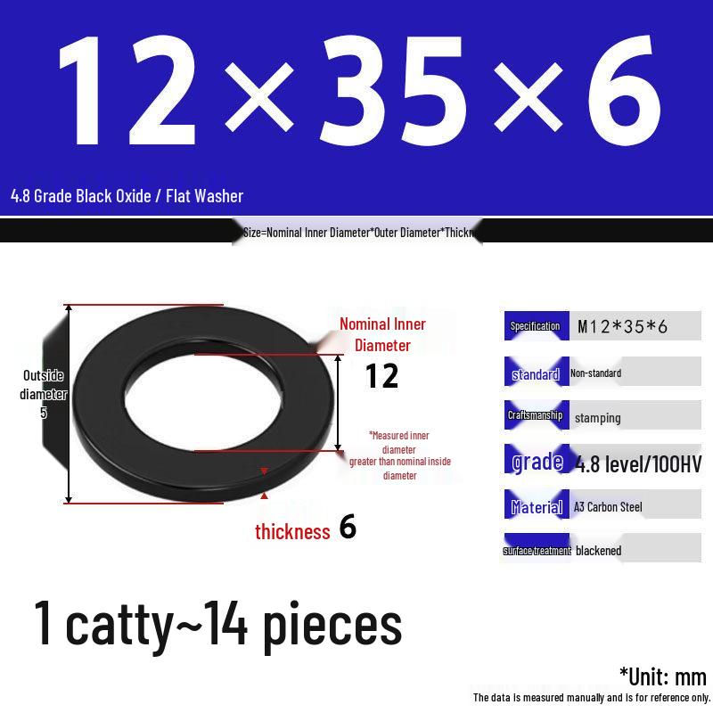 Blackened Enlarged Thickened Metal Washer - M3-M42