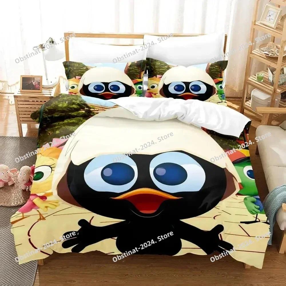 Anime Cute Calimero Bedding Set Printed single Comforter Quilt Bed Cover Duvet Cover Pillow Case 3 Pieces Sets Kids Adult Size