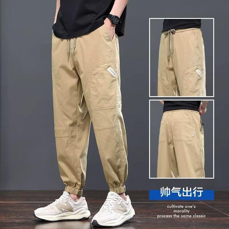 Men's Casual Pants Spring and Autumn New Korean Trendy Brand INS Loose Plus Size Work Pants Men's Fashion Labeled Jogger Pants