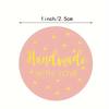 Handmade Love Kraft Paper Stickers, Round Adhesive Labels for Baking, Wedding Decorations, and Party Embellishments