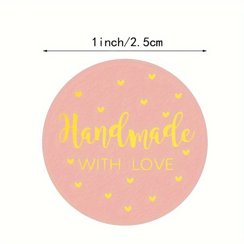 Handmade Love Kraft Paper Stickers, Round Adhesive Labels for Baking, Wedding Decorations, and Party Embellishments