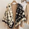 Warm Thick Wool-Blend Scarf With Tassels Soft Faux Cashmere Square Shawl Women Winter Office Daily Wear