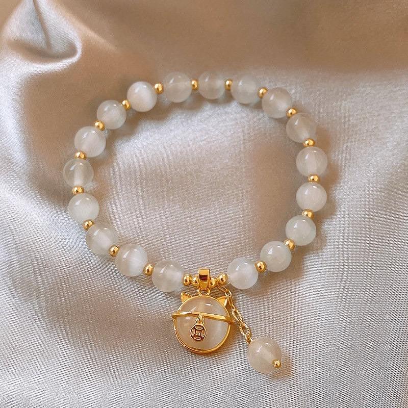 Bracelet en nacre perle d'eau zircon design sens tête de chat bracelet célébrité Internet tempérament bijoux femmes