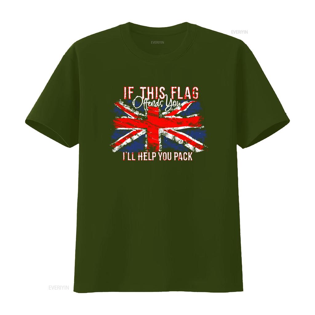 If This Flag Offends You Ill Help Pack Union Jack Britain Unisexs T Shirt 100 Cotton Vintage Graphic Slightly