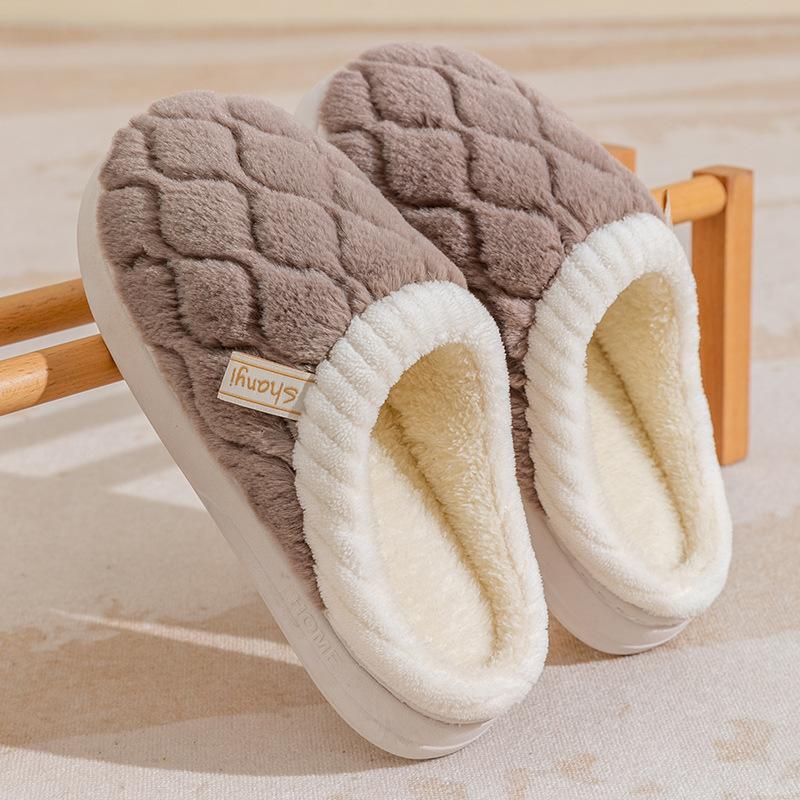 Cotton slippers women's autumn and winter new home indoor confinement warm non-slip household plush slippers women