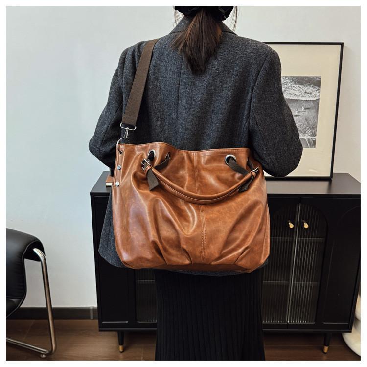 Ielgy Autumn Winter Portable Pleated Bag Casual Crossbody Tote Bag