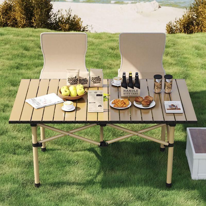 OIMG Adjustable Height Outdoor Roll-Up Folding Table