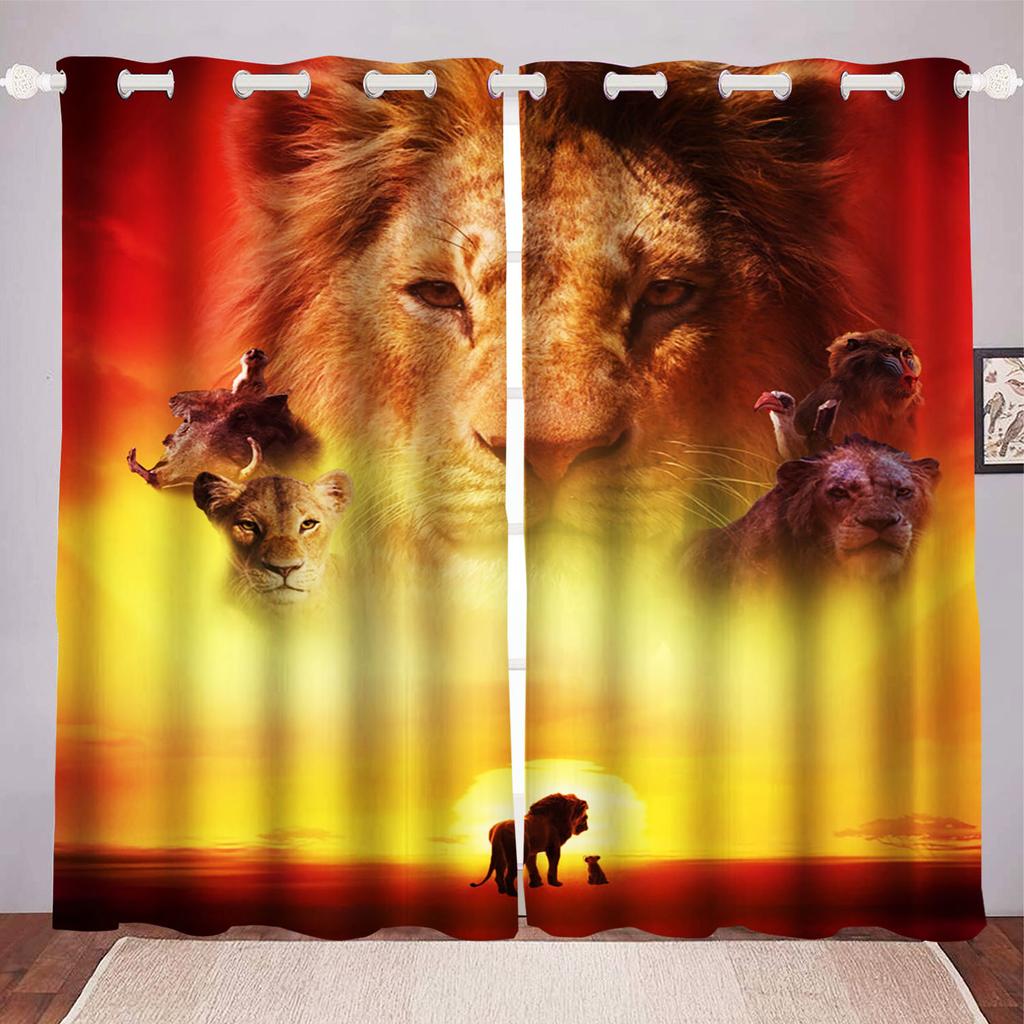 Lion King Dustproof 100% Polyester Blackout Curtains Curtains For Living Room Bedroom Drapes Home Decor