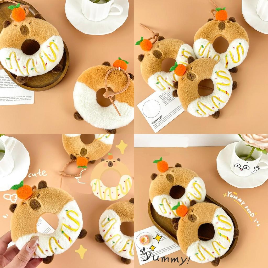 Plush Capybara Doughnut Stuffed Toy Animal Keychain Room Decoration Gifts Kid