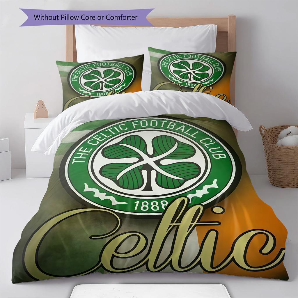Ensemble de couette Celtic Football Club Housse de couette Taie d'oreiller Décoration de maison Cadeau d'anniversaire (1 housse de couette + 2 taies d'oreiller, sans garniture.)
