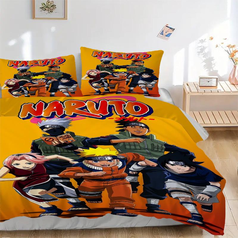 Naruto Team Seven Adventure Print 3Pcs Bedding Setduvet Cover With 2 Bedropillowcase Home Birthday Gift