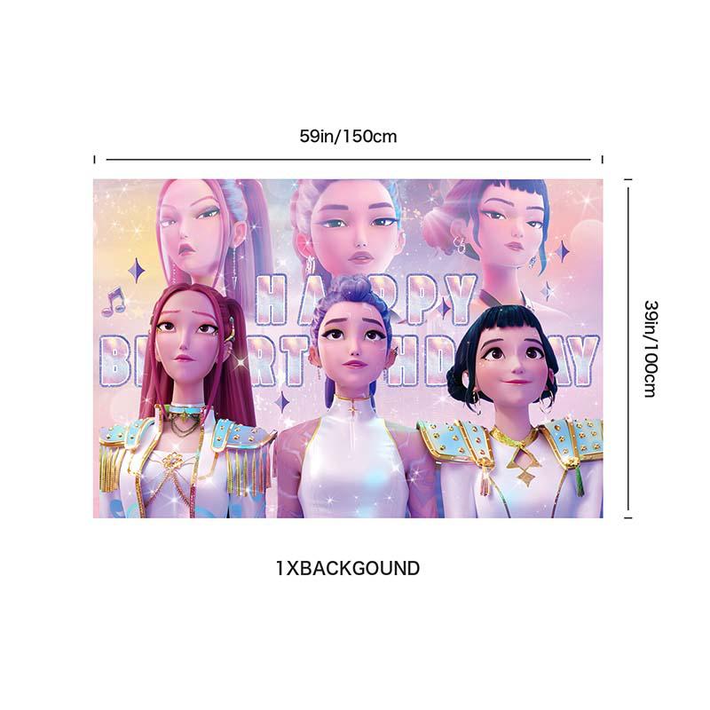 Kpop Demon Hun Theme Party Disposable Tableware Hunter Flag Balloon Caketopper Decor Hunters Group Birthday Party Accessorie