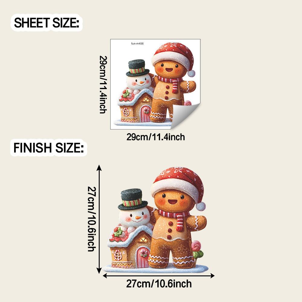Simulated Snowman Gingerbread House and Gingerbread Man Toilet Stickers, Bathroom Decoration Stickers