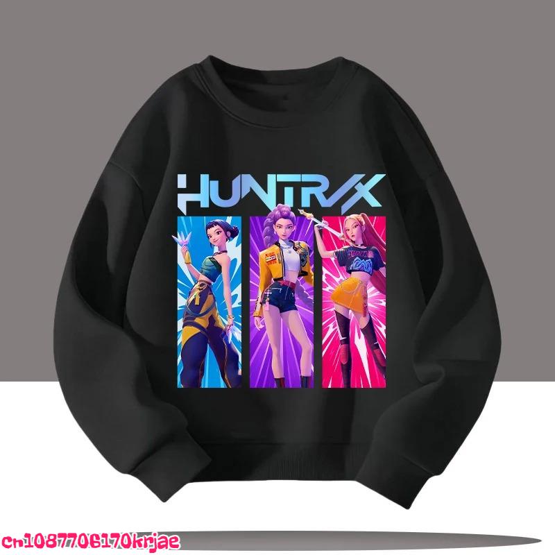 2026 Wiosna i Jesień K-pop Łowcy Demonów Nowa Dziecięca Koszulka Sportowa z Okrągłym Dekoltem i Nadrukiem Kreskówkowym - 3-12 Lat Urocza Dziewczęca Codzienna Góra