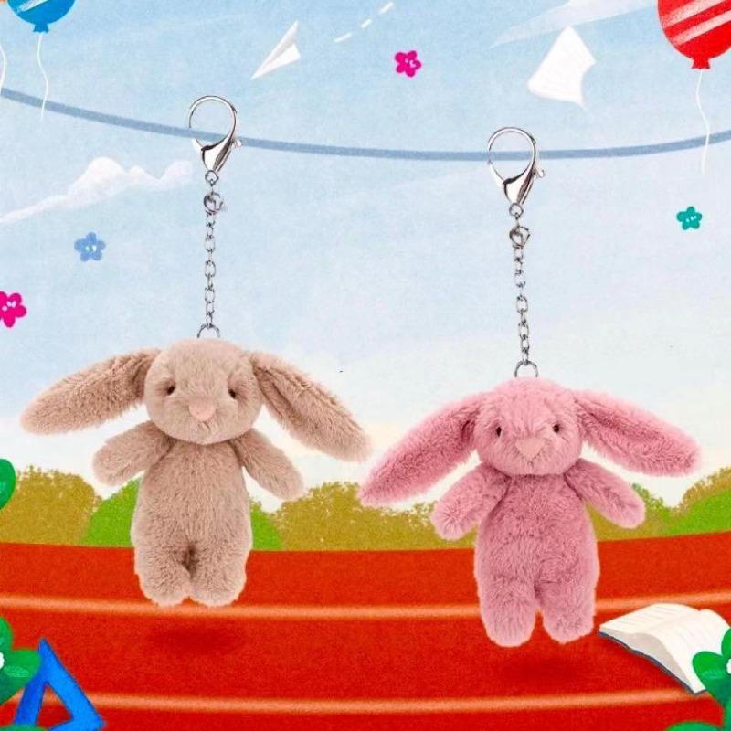 10cm Cute Bunny Plush Keychains Lovely Rabbit Backpack Charm Stuffed Animals Toy Bags Accessories Gifts for Girls Women Friends
