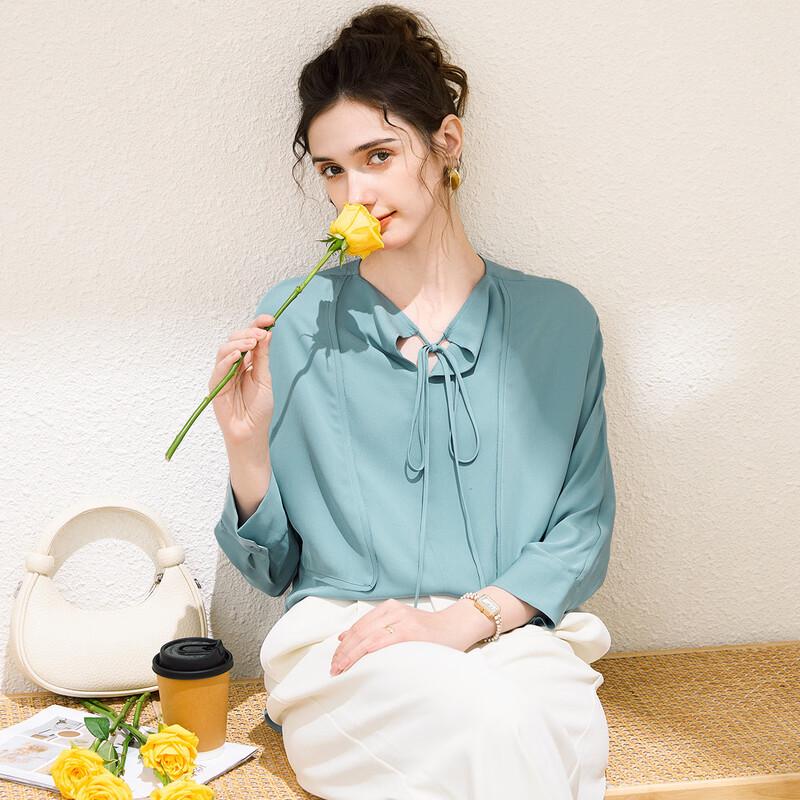 

Шелковая блузка TUHUANG с галстуком, 22 момми L