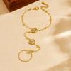 DIEYURO 316L Stainless Steel Exquisite Zirconia Flower Fashion Finger Bracelet For Women Trend Non-fading Hand Chain Jewelry