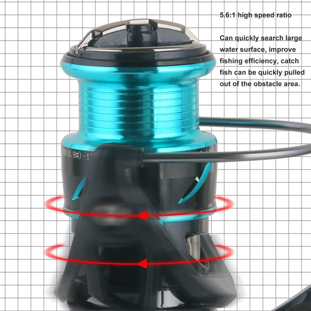 Ongwan Spinning Reel 5 and 1 Sealed Bearing Fishing Reel with Diagonal Wire Cup Single (DH1500 Arm)
