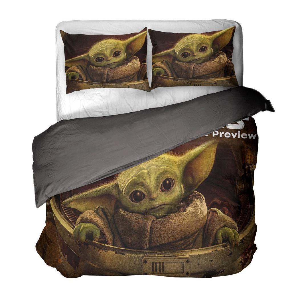 Star Wars Baby Yoda Trzyczęściowy Zestaw Pościeli z Nadrukiem Cyfrowym 3D