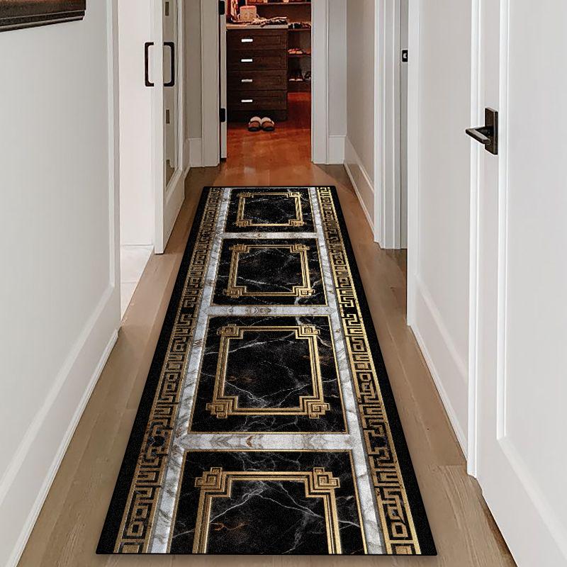 Luxury Modern Carpet Runner Hallway Non-slip Corridor Carpets Golden Aisle Rug Washable Living Room Decoration Long Floor Mats