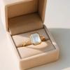 White Moonstone Emerald Cut Gold Plated Ring for Women – Elegant Minimal Jewelry