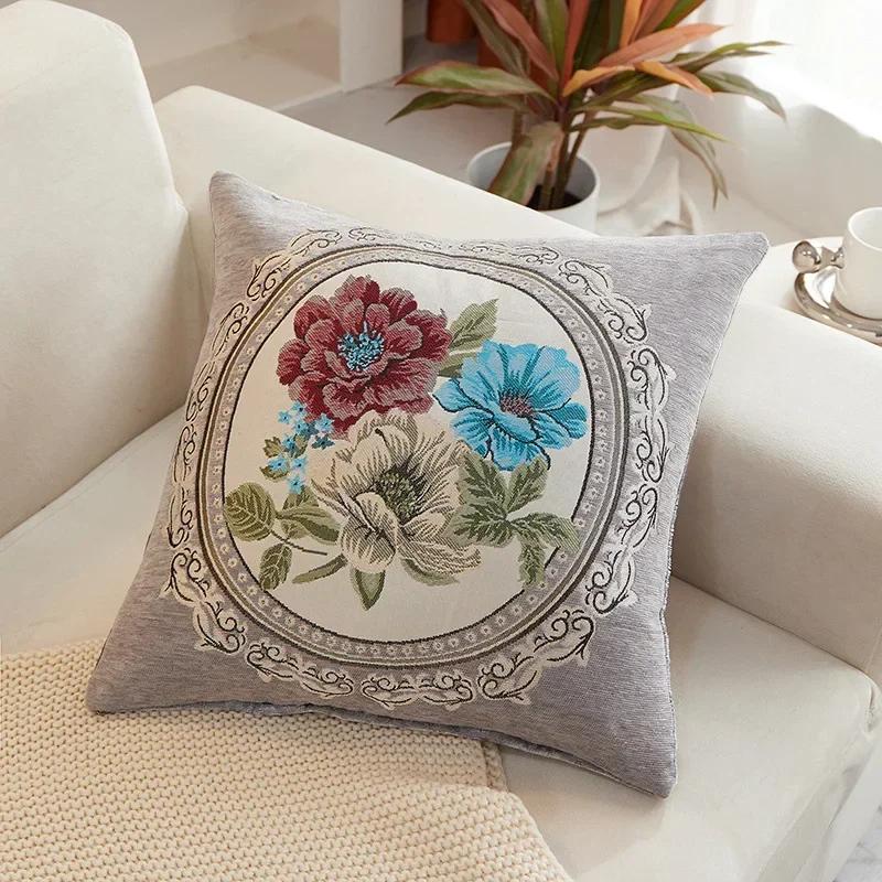 45x45cm European Style Embroidered Flowers Decorative Pillow Cover 48x48cm Throw Pillowcase Home Decor Cushion Cover for Sofa
