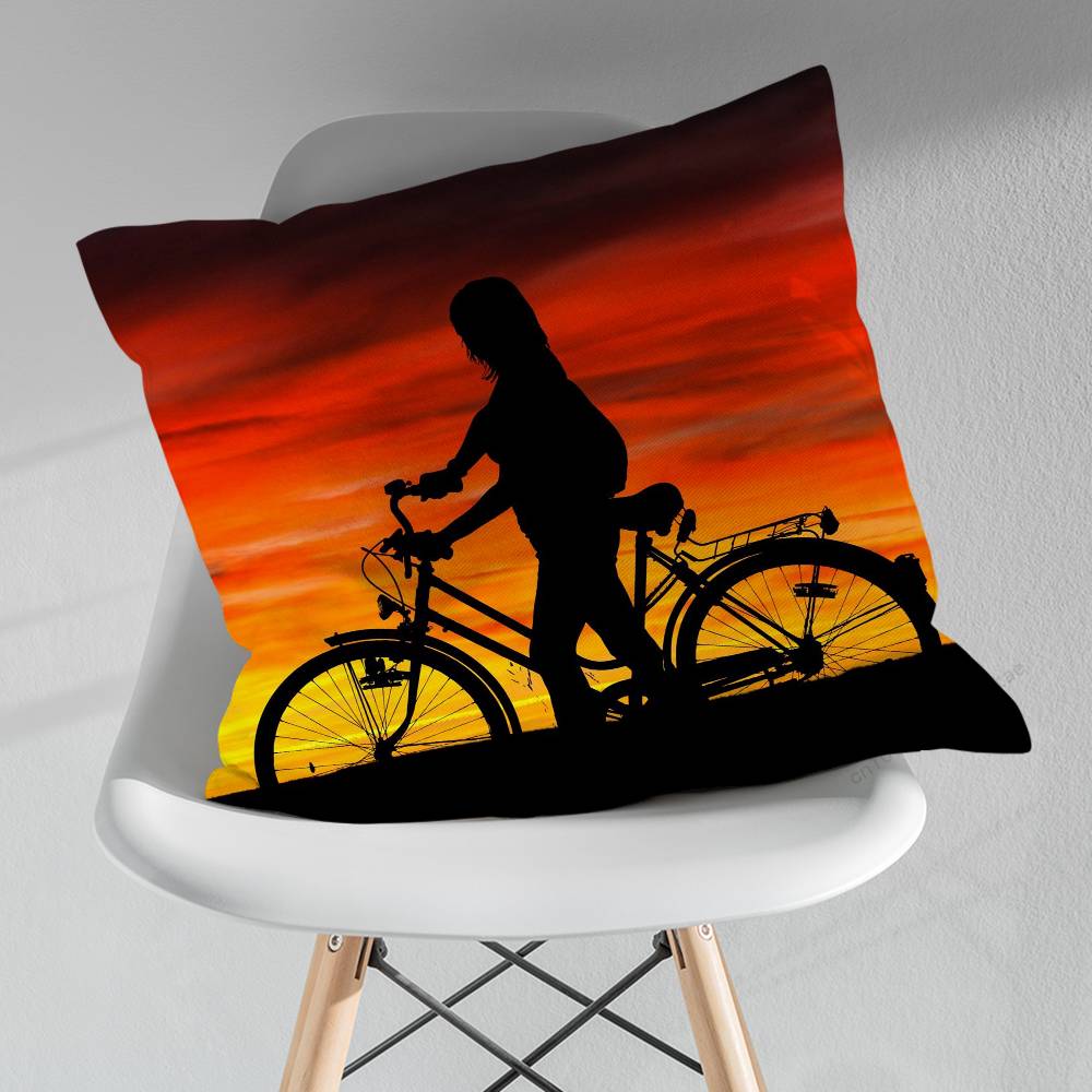 Leisure Art Sunset Cycling Pillow Case For 30x30cm45x45cm55x55cm For Home Bedroom Decoration And Protector