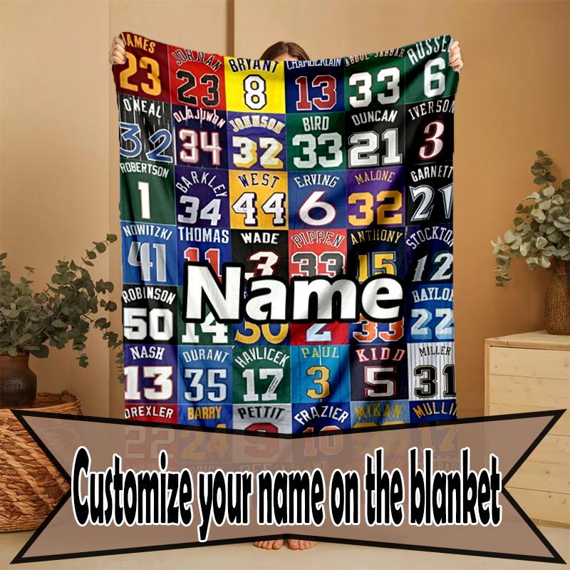 Custom Name Personalized NBA Print Blanket, Home Decor, Bedroom, Sofa, Camping, Couch, Gifts for Birthday Christmas