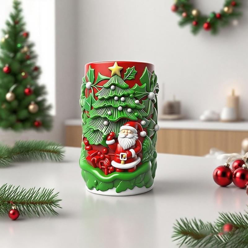 Santa Embossed Cylindrical Silicone Mold Holiday Candle Silicone Mould For Epoxy Resin Art Handmade Candle Soap Making