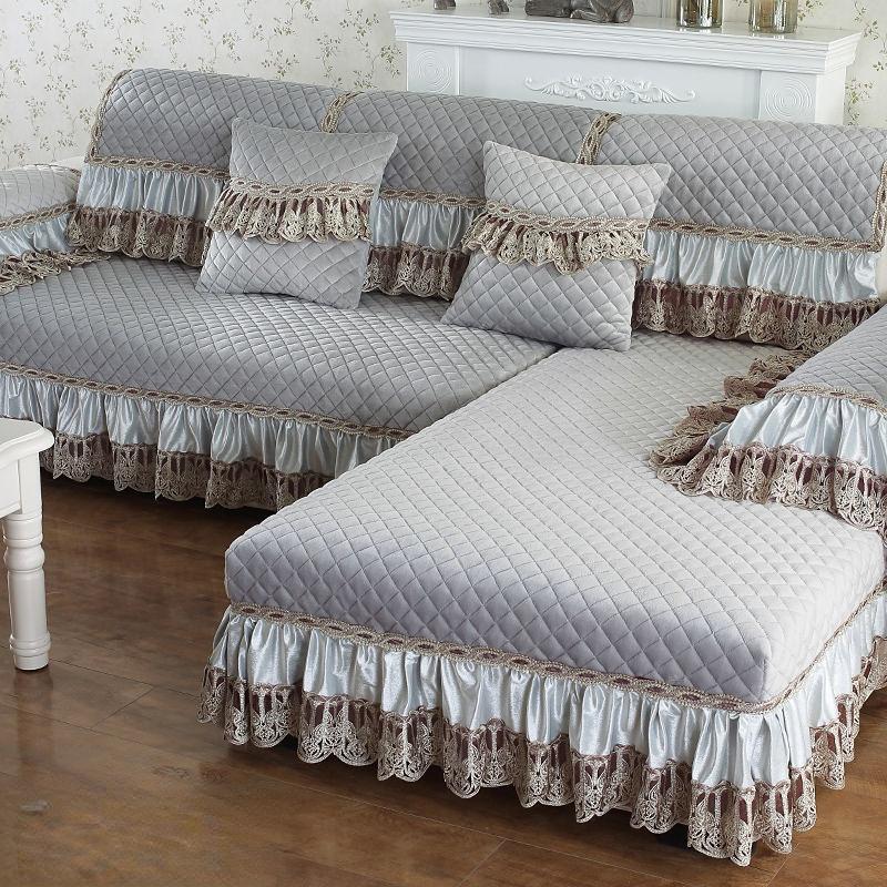 Huse de canapea de lux ușoare pentru sufragerie Prosop de canapea Husă de canapea universală în formă de L Husă de canapea anti-alunecare în stil european