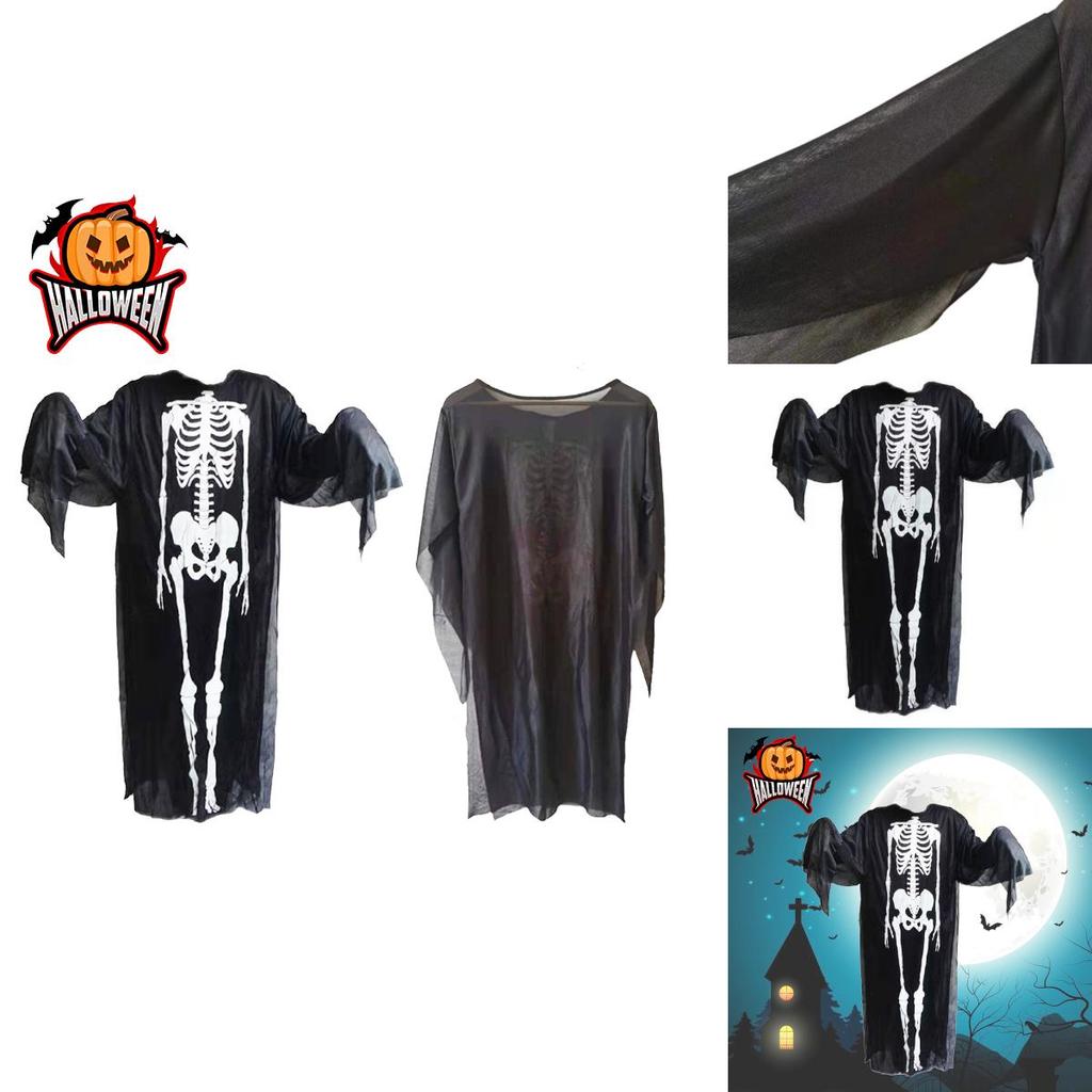 Halloween Skeleton Ghost Fancy Dress Cosplay Costume For Adults And Kids