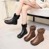 Top Layer Cow Leather Winter Short Boots Soft Bottom 2025 Autumn/Winter Genuine Leather Vintage Warm Cotton Boots Fleece-Lined
