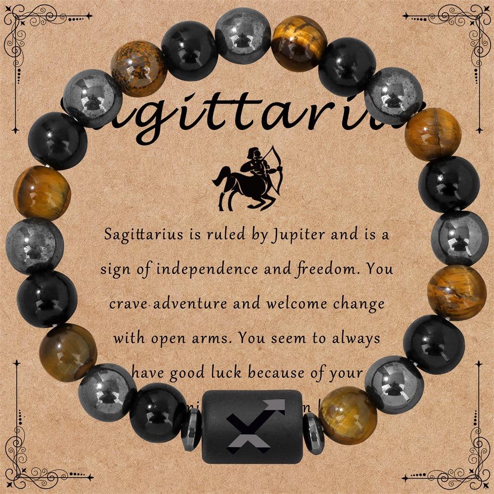 Bransoletka ze znakiem zodiaku 12 konstelacji Potrójna ochrona Bransoletki z koralików tygrysie oko hematyt dla par Biżuteria przyjaźni Prezenty