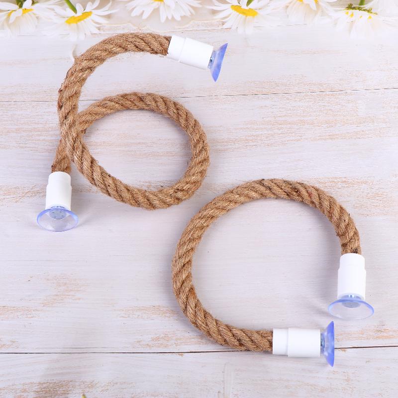 Suction Cup Bird Perch Bendable Linen Rope NonSlip Design for Parrot Cage Bath Window Use