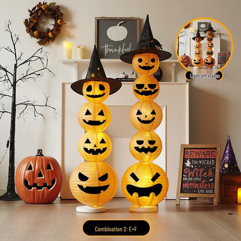Light-Up Halloween Pumpkin Lantern Ornaments for Bar or Storefront Décor.