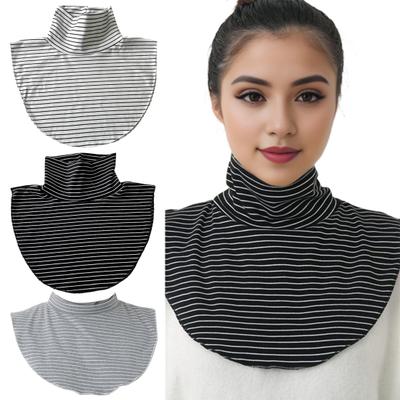 Fake Collar Striped Print High Collar FALSE Scarf Soft Comfortable Velvet Winter