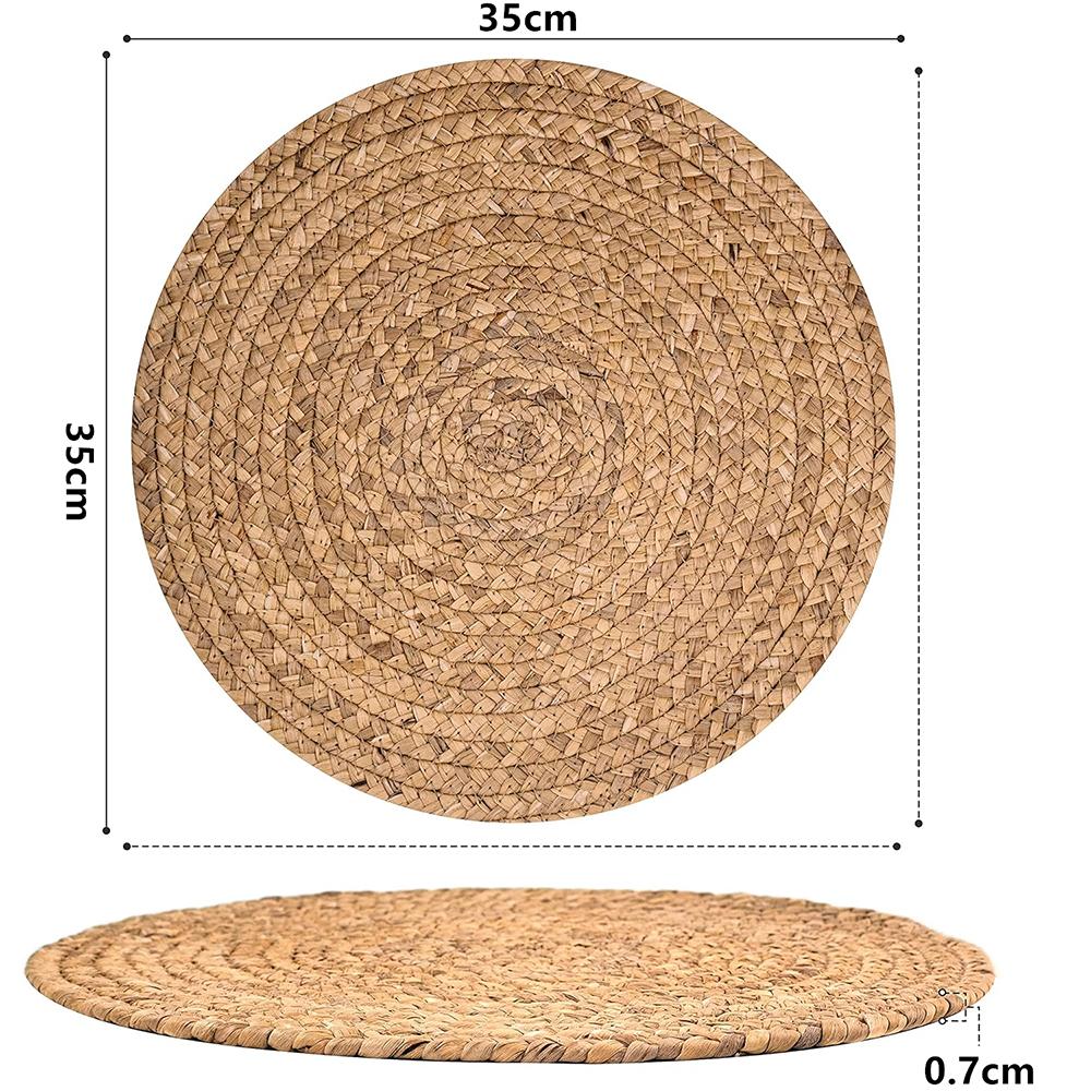 Round Woven Placemats Natural Straw Braided Rattan Placemats Heat Resistant Boho Place Mats For Dining Table JT314